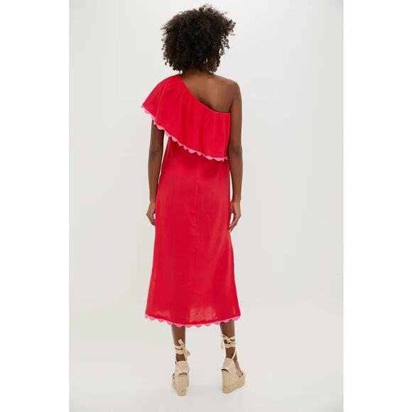 TUCKERNUCK Hibiscus Red Linen Amalfi Dress S - NWT - Picture 2 of 5
